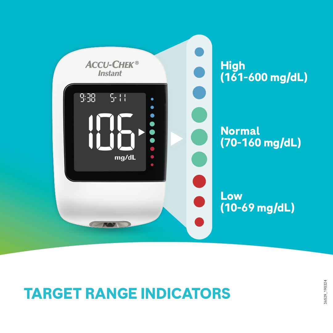 Accu-Chek Instant Blood Glucose Glucometer (with Bluetooth) with Vial of 10 Strips, 10 Lancets and a Lancing Device FREE for Accurate Blood Sugar Testing