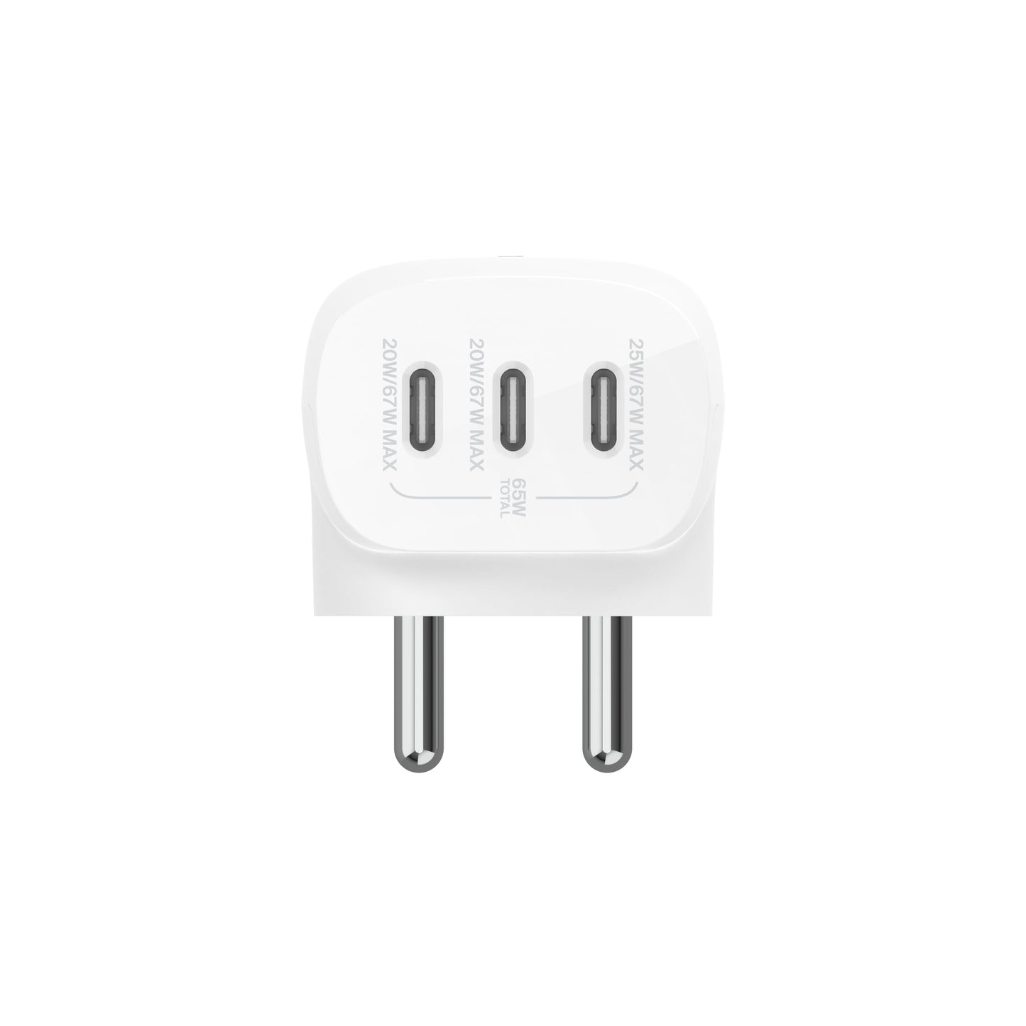 Belkin 67W (27W + 20W + 20W) Triple USB-C Pps Pd Wall Charger for Smartphone,White