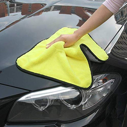 Auto Hub Microfiber Cloth for Car, Double Sided, Extra Thick Plush Microfiber Cloth, Lint-Free, 800 GSM (Size 30cm x 40cm)/Pack of 3, Color: Blue, Yellow, Green, Car Cleaning Cloth