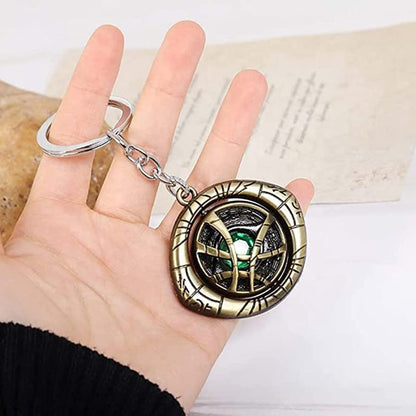 Doctor strange eye of Agamotto Rotating Metal key chain look when kept in a finger