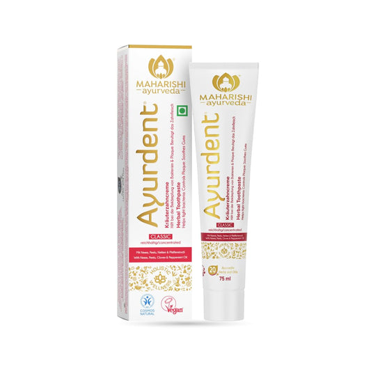 Maharishi Ayurveda Ayurdent Classic Ayurvedic Herbal Toothpaste- All Natural | SLS & Fluoride Free, Antioxidant & Anti Bacterial benefits | Holistic Dental Health | Whitens & Strengthens Teeth | Helps fight Plaque, Tartar, Cavity, Tooth Decay & Bad Breath