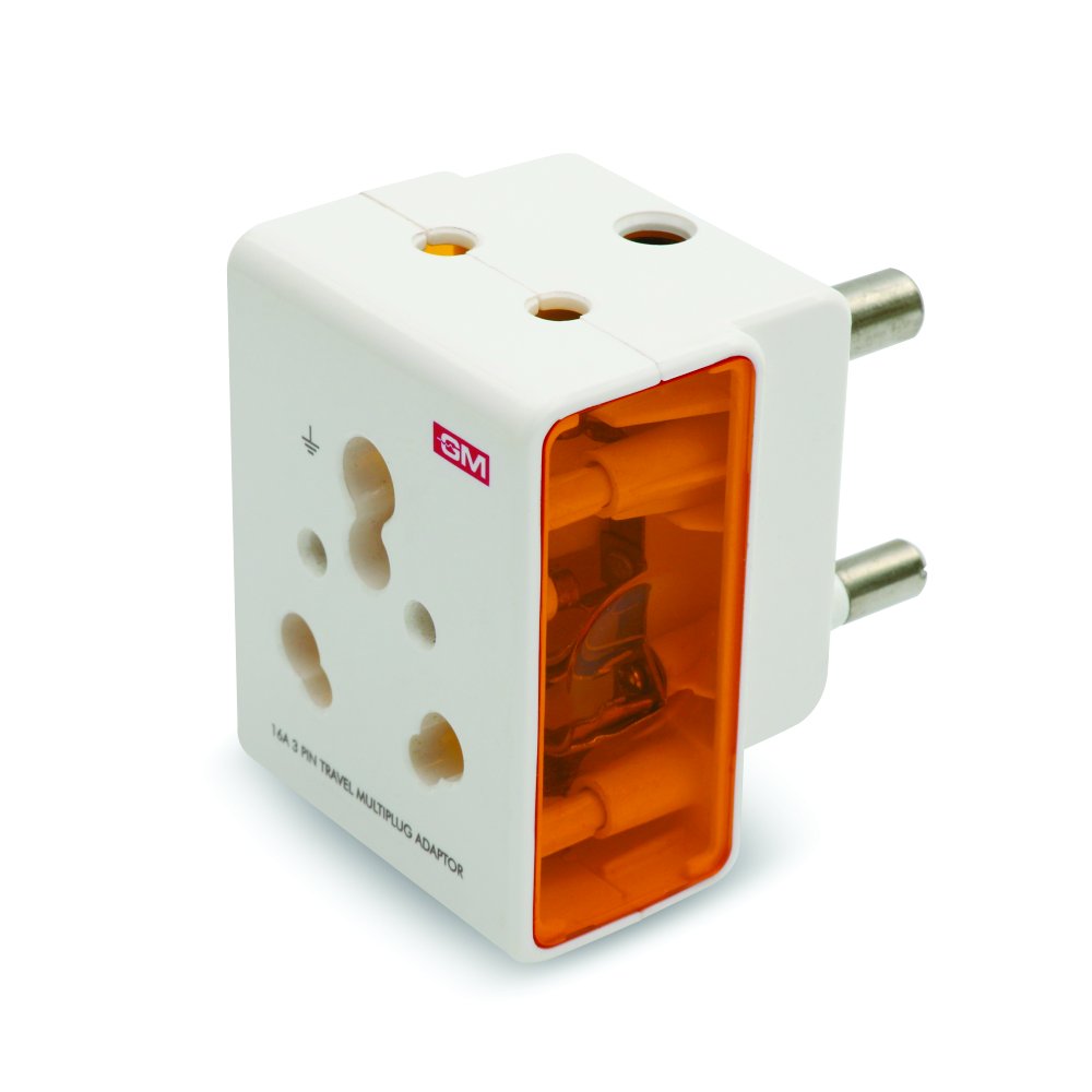 GM 3050 16 AMP 3 Pin Multi Plug Travel Adaptor Suitable for Class I and II Electrical Appliances - White