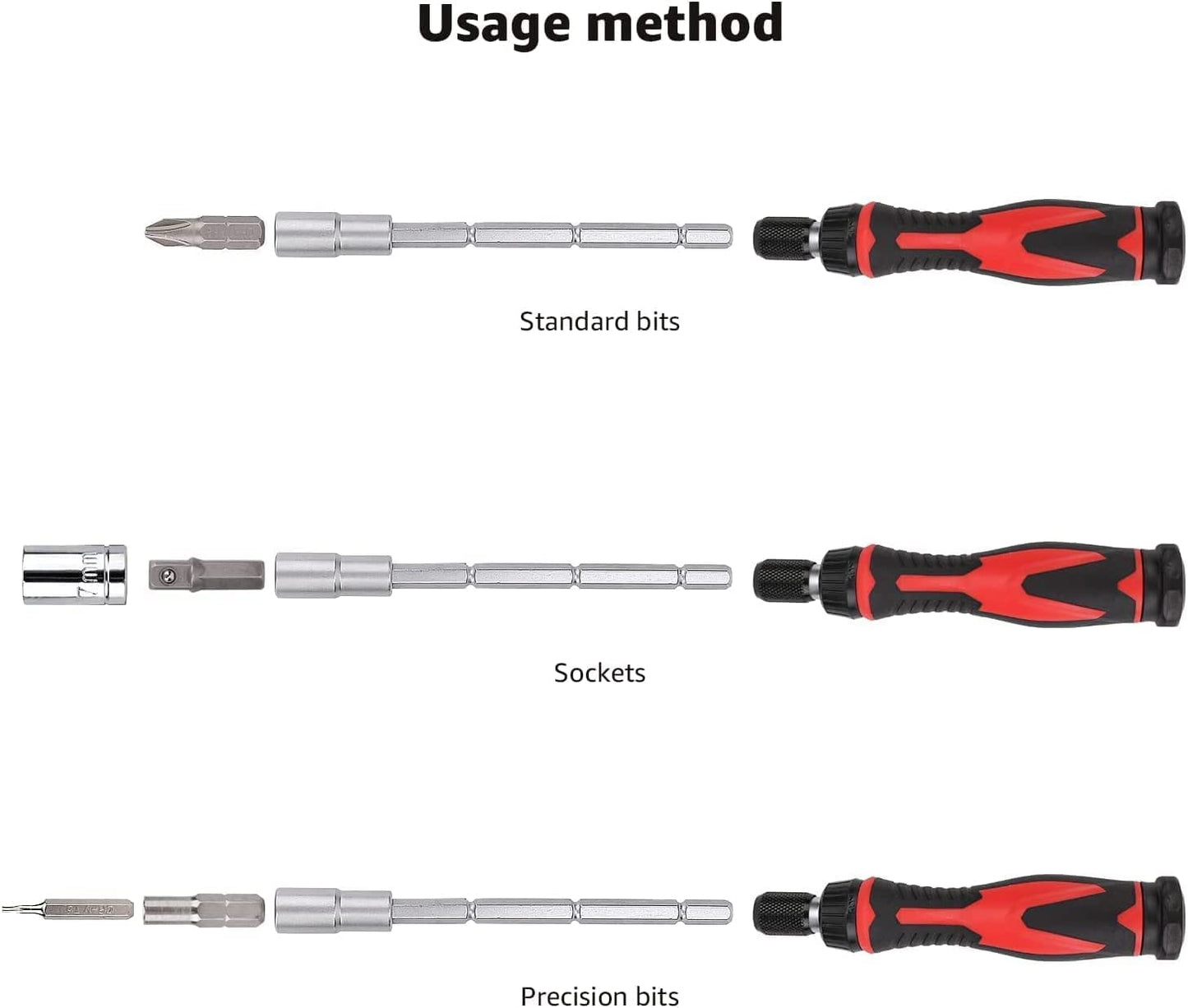 amazon basics 73-Piece Magnetic Ratchet Wrench and Screwdriver Set, 8 x 4.6 x 1.3 inch