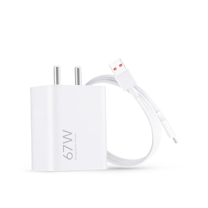 MI Xiaomi 67W Fast Charger USB-C Charging Adapter - Quick Charge 4.0 Power Delivery PD Charger with Cable for Redmi Note, Poco, Mi Phone Series (White)