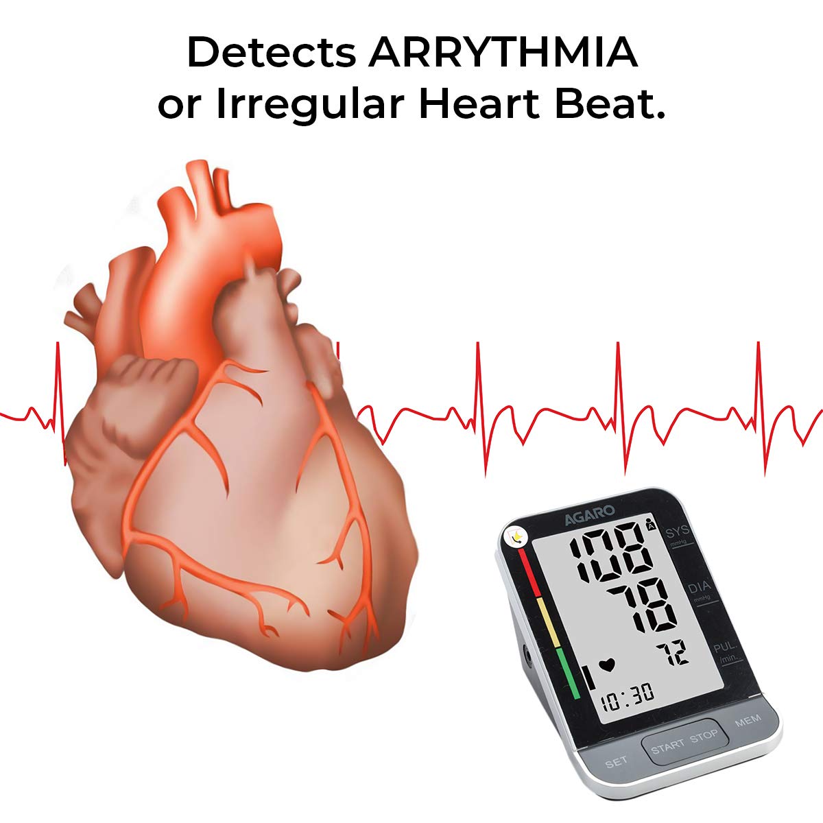 AGARO Automatic Digital Blood Pressure Monitor, BP-801, 240 Memory, Talk function, Batteries Included