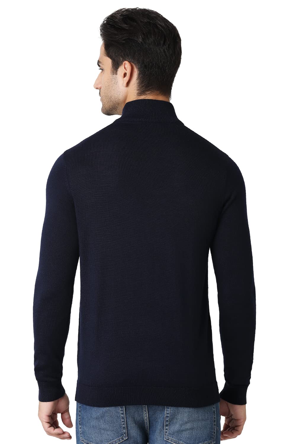 Van Heusen Athleisure Men Sweater - Merino Wool Acrylic Blend - High Neck, Half Zip, Long Sleeve