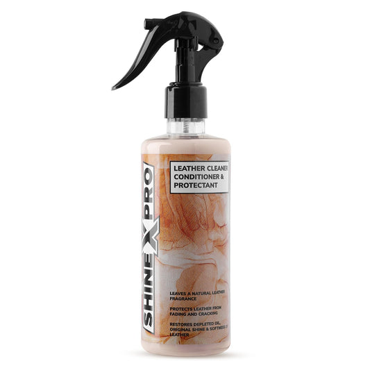 ShineXPro Leather Cleaner, Conditioner & Protectant - Our Bike & Car Leather Seat Cleaner, Protects From Cracking, Fading & Gently Removes Dirt & Stains, While Restoring The Leather's Softness