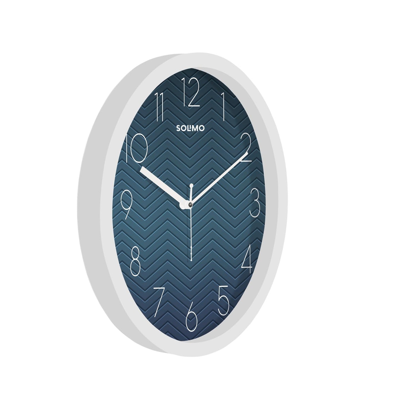 Amazon Brand - Solimo 11-Inch Classic & Modern and Stylish Silent Movement Wall Clock - White & Blue - Analog, Plastic