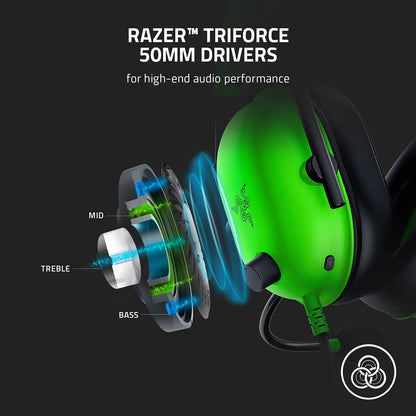 Razer Blackshark V2 X Gaming : 7.1 Surround Sound - 50Mm Drivers - Memory Foam Ear Cushions Wired On Ear Headphones With Mic Rz04-03240600-R3M1 - Green