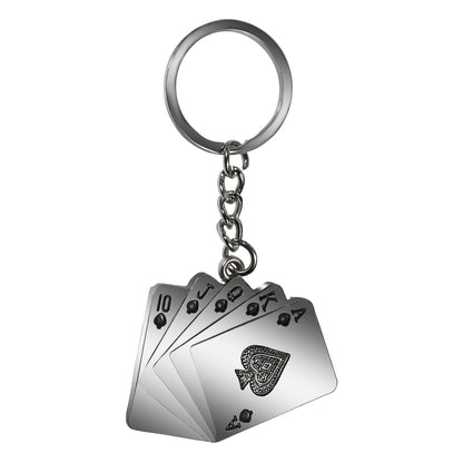 ZYZTA Silver Metal Card Deck Poker Keychain