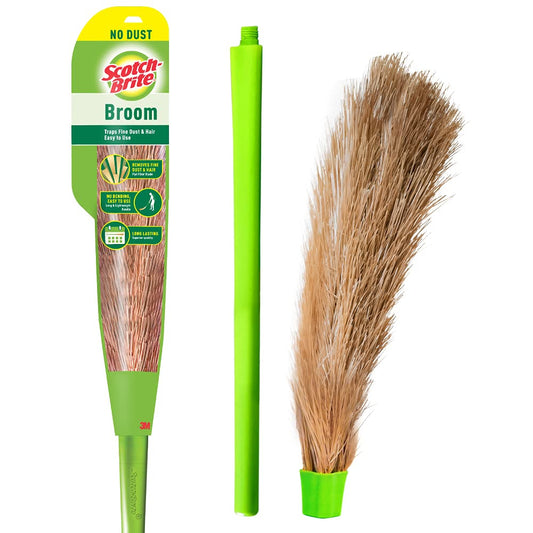 Scotch-Brite No-Dust Broom, Long handle, Easy floor cleaning (Multi-use)