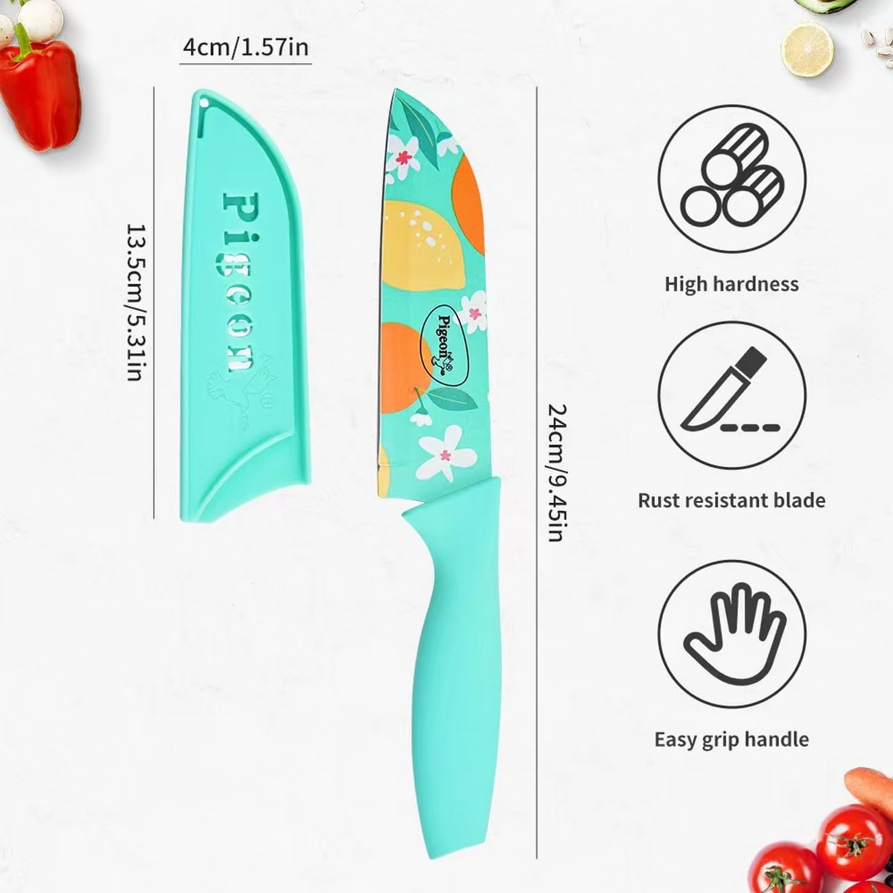 Pigeon by Stovekraft Edge Flora Stainless Steel Knife 5 Inch (Blue)