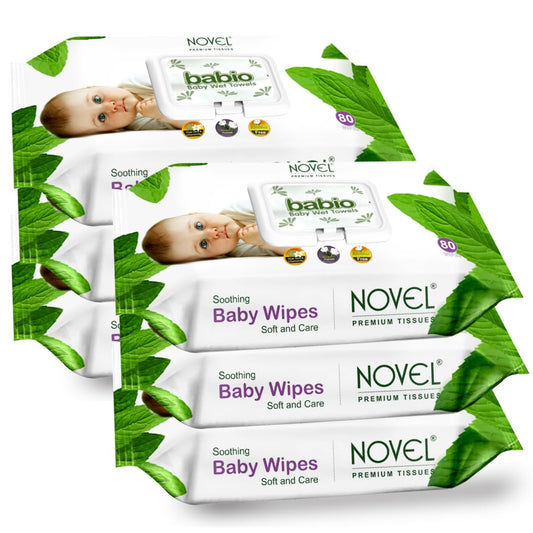 NOVEL Baby Wet Wipes/Pack With Lid (Pack of 6-80 Sheet)