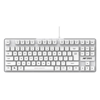 Ant Esports MK700 V2 Membrane TKL Wired Gaming Keyboard, 87 UV Coated Mechanical feel Keys Cool RGB Backlight Waterproof Keyboard for PC Laptop Mobile Tablets Gaming, Design and Work Mercury White