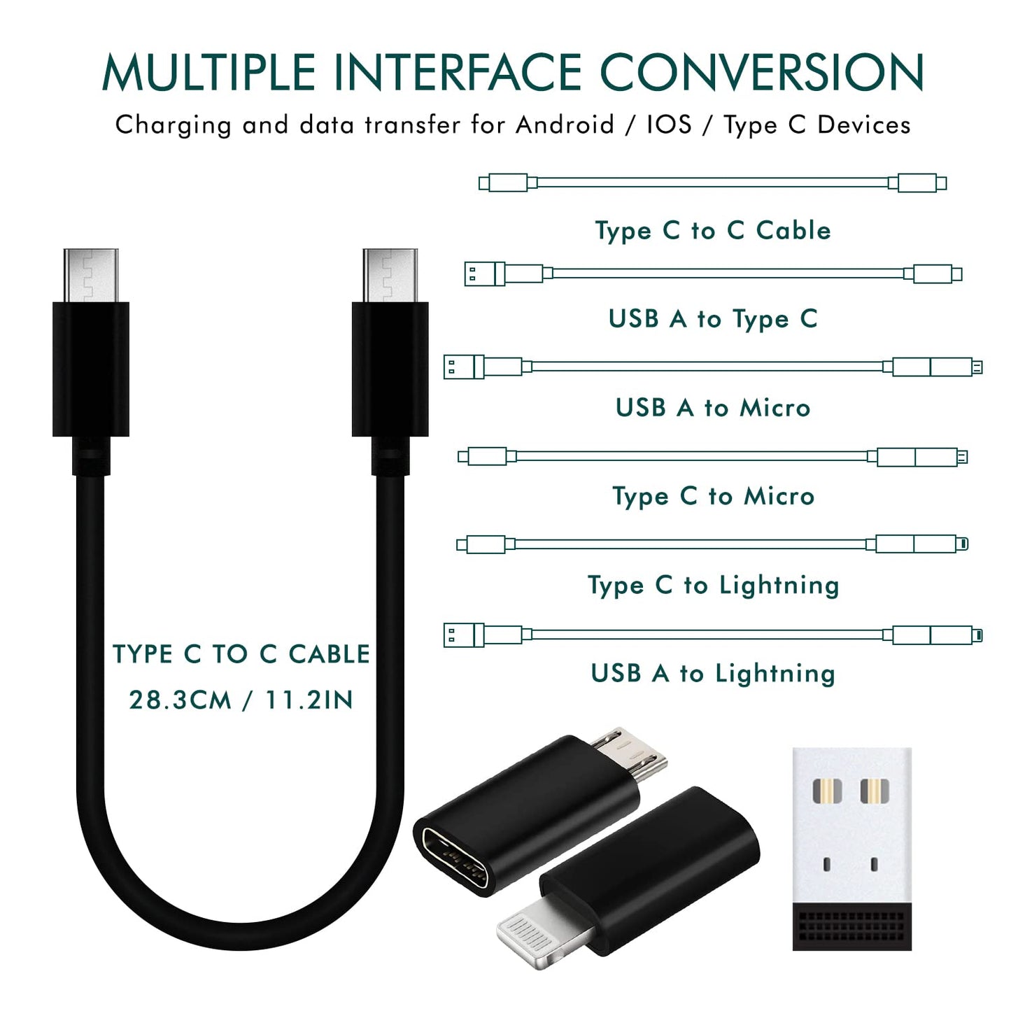 Wayona All in One 60W USB C to C Fast Charging Travel Cable Set Type C,Lightening and Micro USB Port Inbuilt Mobile Stand Compatible with iPhone,iPad,Samsung,OnePlus,Mi,Oppo,Vivo,iQOO (All in 1,Black)