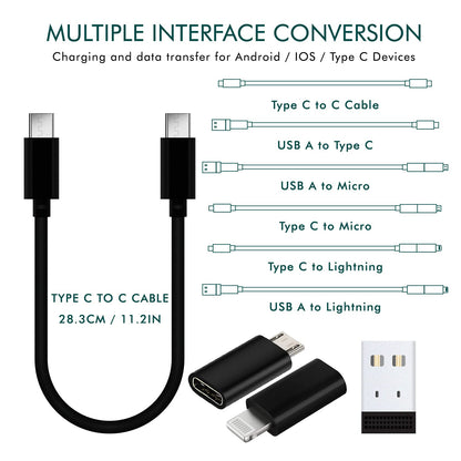 Wayona All in One 60W USB C to C Fast Charging Travel Cable Set Type C,Lightening and Micro USB Port Inbuilt Mobile Stand Compatible with iPhone,iPad,Samsung,OnePlus,Mi,Oppo,Vivo,iQOO (All in 1,Black)