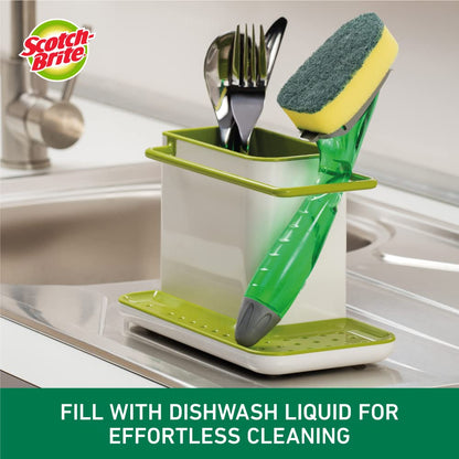 Scotch-Brite Soap Dispensing Dishwand with Scrubber and Handle | Tough on Stains, Easy on Hands