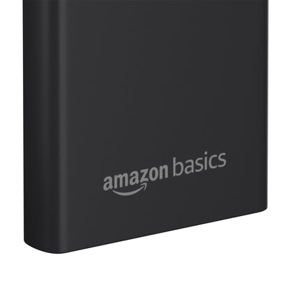 Amazon Basics 10000mAh 22.5W Fast Charging Power Bank with Cable | Triple Output Ports |Dual Input Ports | Lithium Polymer Power Bank | Compact Metal Body (Black)