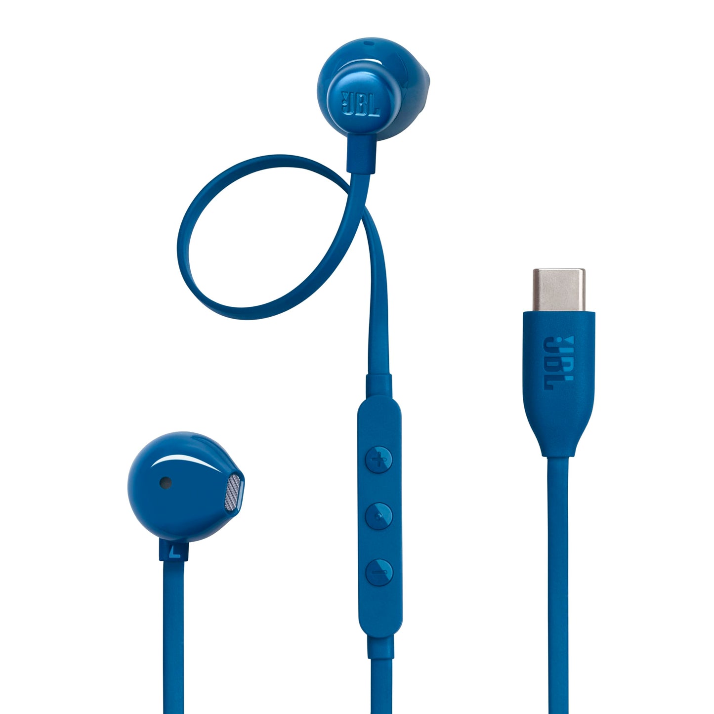 JBL Tune 305 Wired in-Ear Type C Headphones, Hi-Res Audio with Digital-to-Analog Converter, 3-Button EQ Preset Remote with Microphone, Tangle-Free Flat Cable, Compatible with USB-C Devices (Blue)