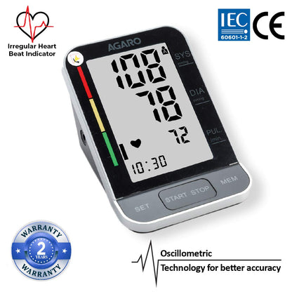 AGARO Automatic Digital Blood Pressure Monitor, BP-801, 240 Memory, Talk function, Batteries Included