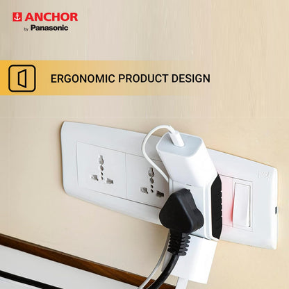 ANCHOR 6A 3 Pin Multi Plug Socket Travel Adapter with Universal Socket, 3 Pin Multi Plug Extension Socket (White - PK2)