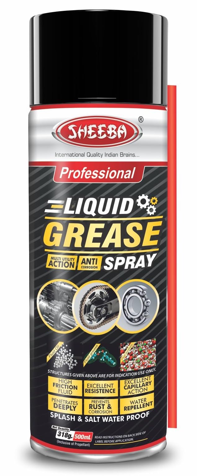 SHEEBA Liquid Grease Spray I High Viscous I Lubricates I Frees Sticky Mechanism I Reduces Squeaky Noise I Long Lasting Protection from Rust and Corrosion - 500mL Pack.