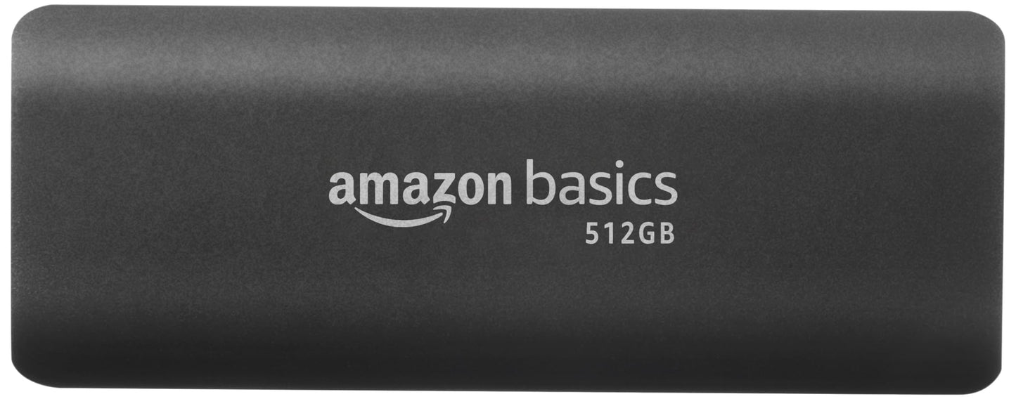 amazon basics 512 GB Portable SSD | Type C Compatible NVMe Drive | Upto 950 MB/s | PC, Mac and Smartphone Compatible