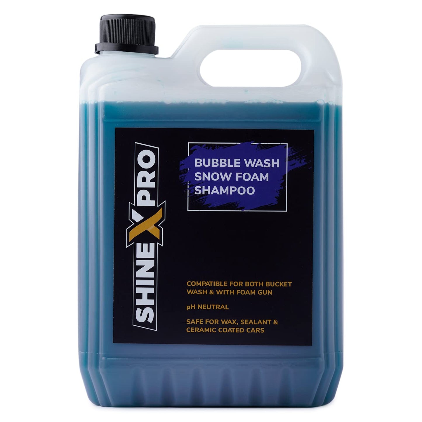 ShineXPro 5 Ltr Foam Car Wash Shampoo Concentrate - pH Neutral, Thick Suds With Shine Enhancing Formula - Bubblewash Snow Car Foam Shampoo That Works With Both Bucket Wash And Foam Cannon