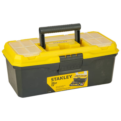 STANLEY 1-71-948 13'' Organised Maestro Heavy-Duty Portable Plastic Essential Toolbox with Clear Top Lid and Removable Tray Compartment for Easy & Convenient Storage, 1 Year Warranty, YELLOW & BLACK