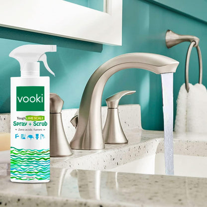 Vooki Ecofriendly Tough Lime Scale Hard Water Stain Remover, Spray and Scrub Cleaner for Bathroom,Taps, Faucet, Basins, Showers & Floor Tiles Cleaner- 500 ml (Pack of 2)