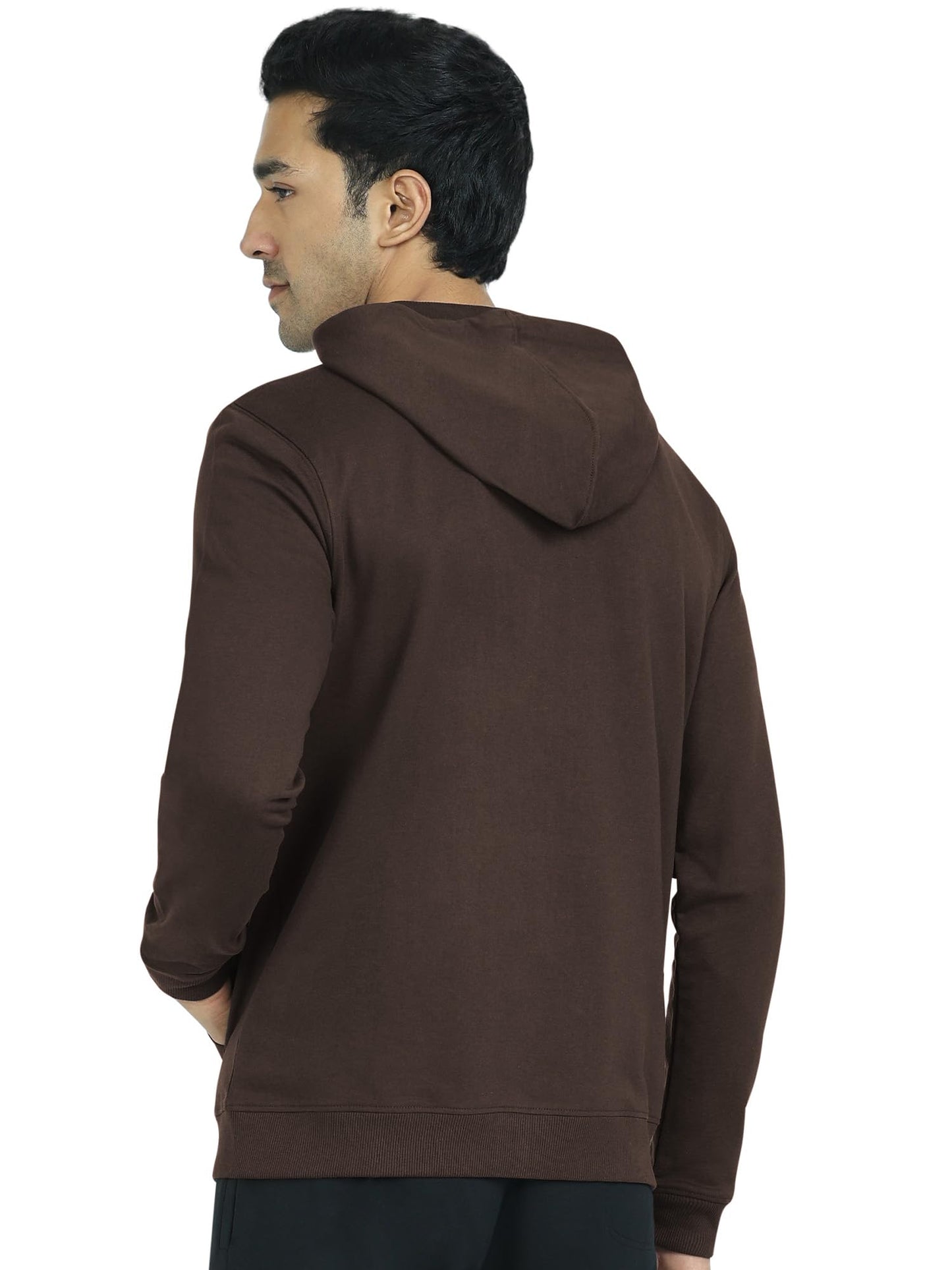 XYXX Men Cotton Rich Hoodie, Relaxed Fit, Solid, Pack of 1, XYHJKT04L, Dark Brown, L