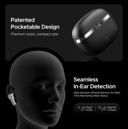 boAt Nirvana Ion Truly Wireless in Ear Ear Buds w/ 120 HRS Playback,Crystal Bionic Sound w/Dual EQ Modes, 4 Mics ENx™ Technology, in Ear Detection, Hearables App, IPX4 Ear Buds TWS (Charcoal Black)