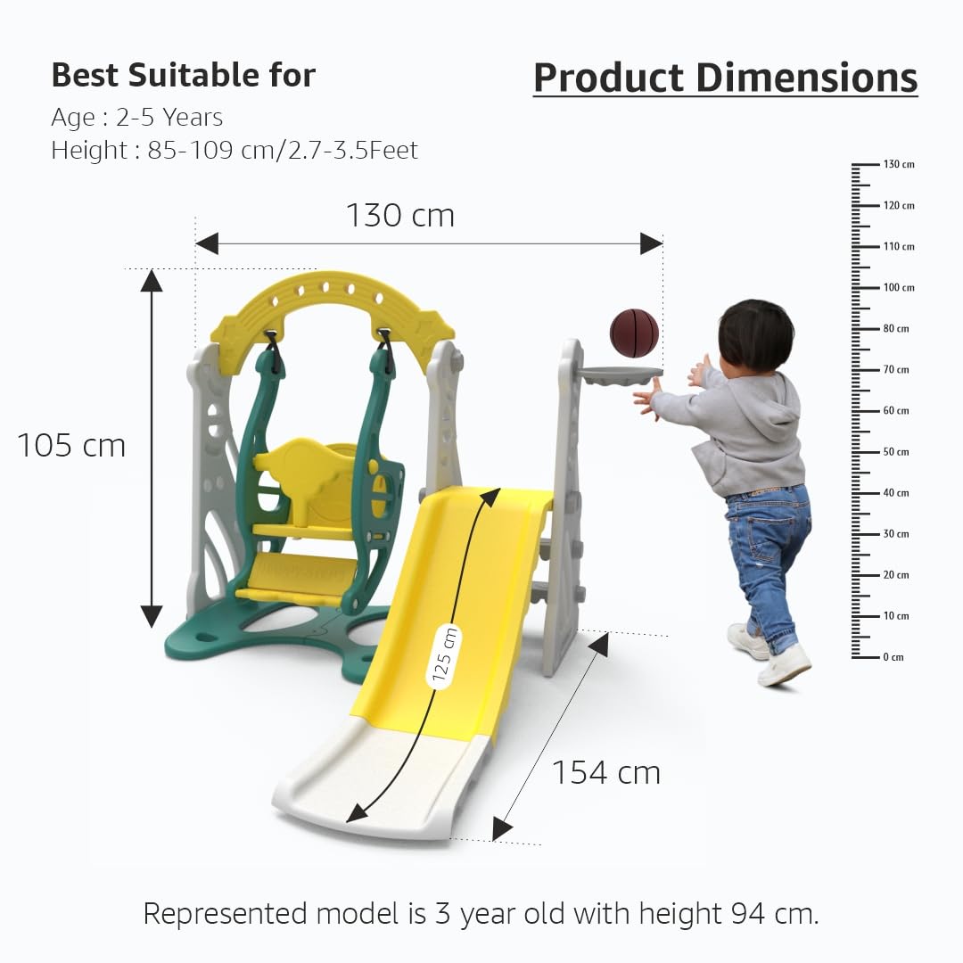 Amazon Brand – Solimo 3-in-1 Penguin Slide & Swing for Indoor & Outdoor Use | Safe & Fun | Ideal for Boys & Girls | Toy for Kids | Easy Assembly | Suitable for Age 24M-5Y