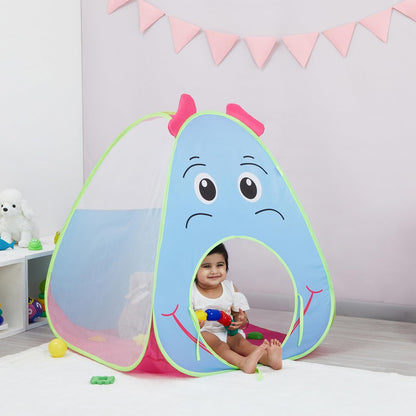 Amazon Brand - Jam & Honey 2 in 1 Elephant Tent for Kids | Pop-Up and Play | Tent with Tunnel, Blue