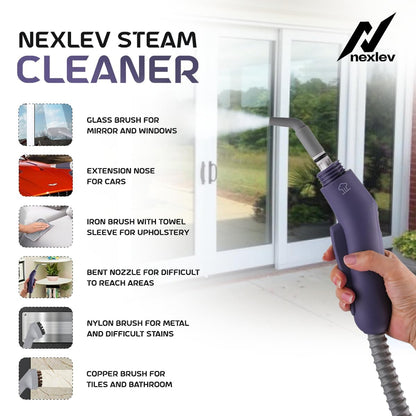 Nexlev Steam Cleaner|Multi-Purpose Steam Cleaning | Kitchen Cleaner | Car Interior Cleaner | Upholstery Steamer With Safety Lock | To Remove Grease & more | 1000W, 300ML Water Tank & Accessories SC-01