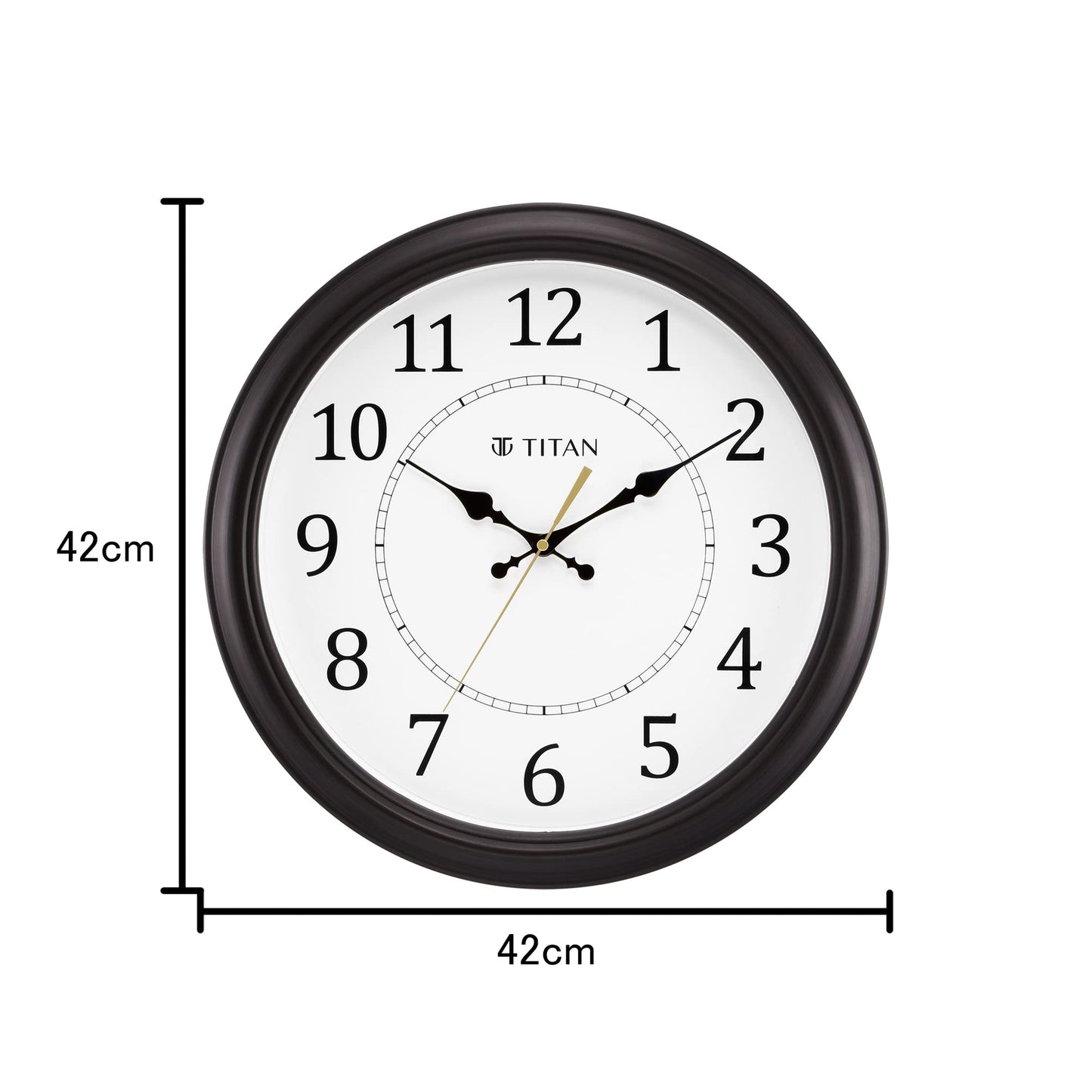 Titan Plastic Classic Brown Analog Wall Clock with Silent Sweep Technology, 42.0 X42.0 Cm (Large)