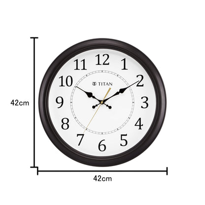 Titan Plastic Classic Brown Analog Wall Clock with Silent Sweep Technology, 42.0 X42.0 Cm (Large)