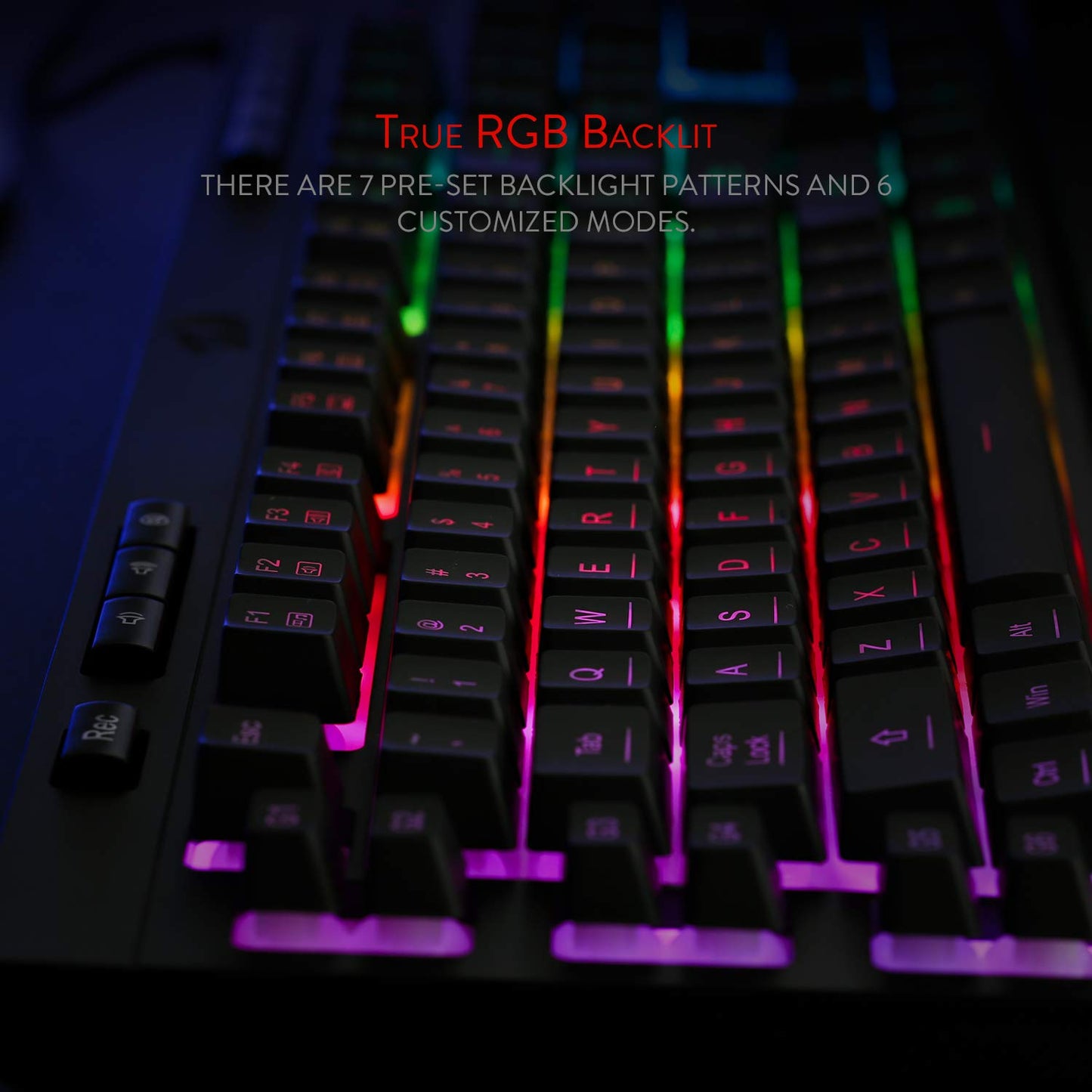 Redragon Shiva K512 RGB Backlit Membrane Wired Gaming Keyboard with Multimedia Keys, 6 Extra On-Board Macro Keys, Dedicated Media Control, Detachable Wrist Rest- Black