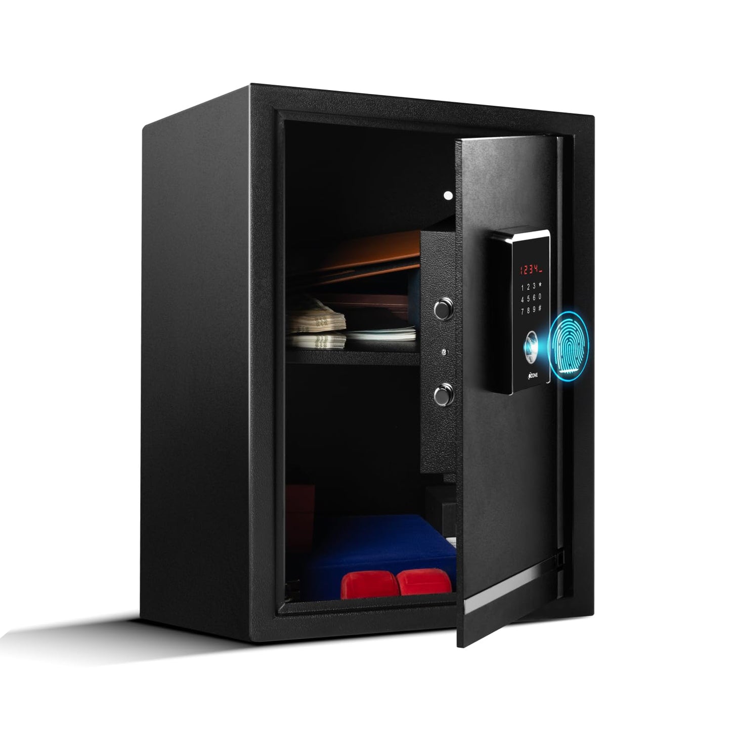 Ozone Safe Locker for Home | 55 Litres | Digital Locker Biometric with Fingerprint Access | Auto Freeze Mode | Home lockers for house | Electronic LED Display | Motorized | Black