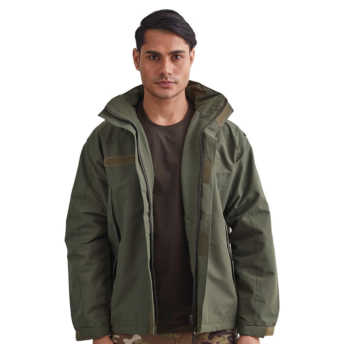 MOUNTMILLER Men's Solid Military Airshell Hooded Tactical Wind Jacket | Water-Repellent, Multi-Pocket, Abrasion-Resistant - Perfect for Outdoor Activities, Hiking, and Trekking