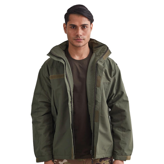 MOUNTMILLER Men's Solid Military Airshell Hooded Tactical Wind Jacket | Water-Repellent, Multi-Pocket, Abrasion-Resistant - Perfect for Outdoor Activities, Hiking, and Trekking