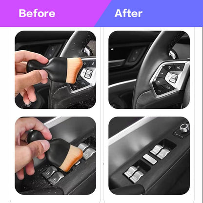 AOCISKA Car Interior Detailing Brush,Soft Bristle Cleaning Brush Car Detailing Brush Dusting Brush,Car Interior Cleaning Tool,Auto Detail Brush Car Dash Duster Brush (Black with Cap)