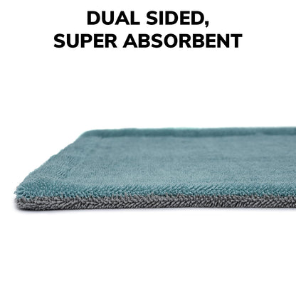 ShineXPro Microfiber Cloth For Car - Puremagic 1100 Gsm Twisted Loop Super Absorbent Towel - 50X80 Cm - Edgeless Design With Plush Pile, Lint Free Cloth For Drying & Detailing, Aqua Blue & Grey