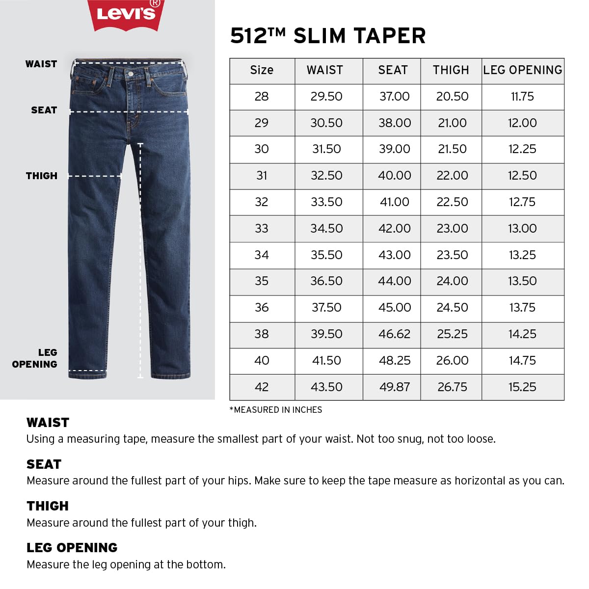 Levi's Men's 512 Slim Tapered Fit Mid-Rise Jeans Light Blue