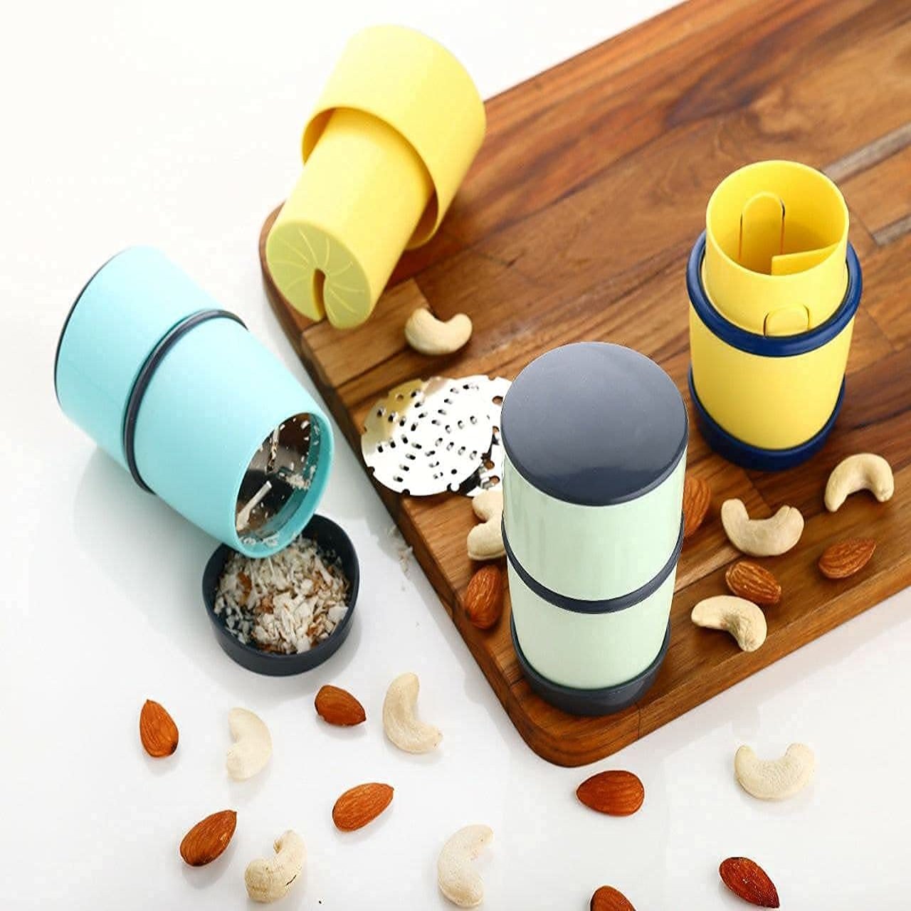 E-COSMOS ABS 3 in 1 Plastic Dry Fruit and Paper Mill Grinder Slicer, Chocolate Cutter and Butter Slicer with 3 in 1 Blade (Multicolor Pack of 1)