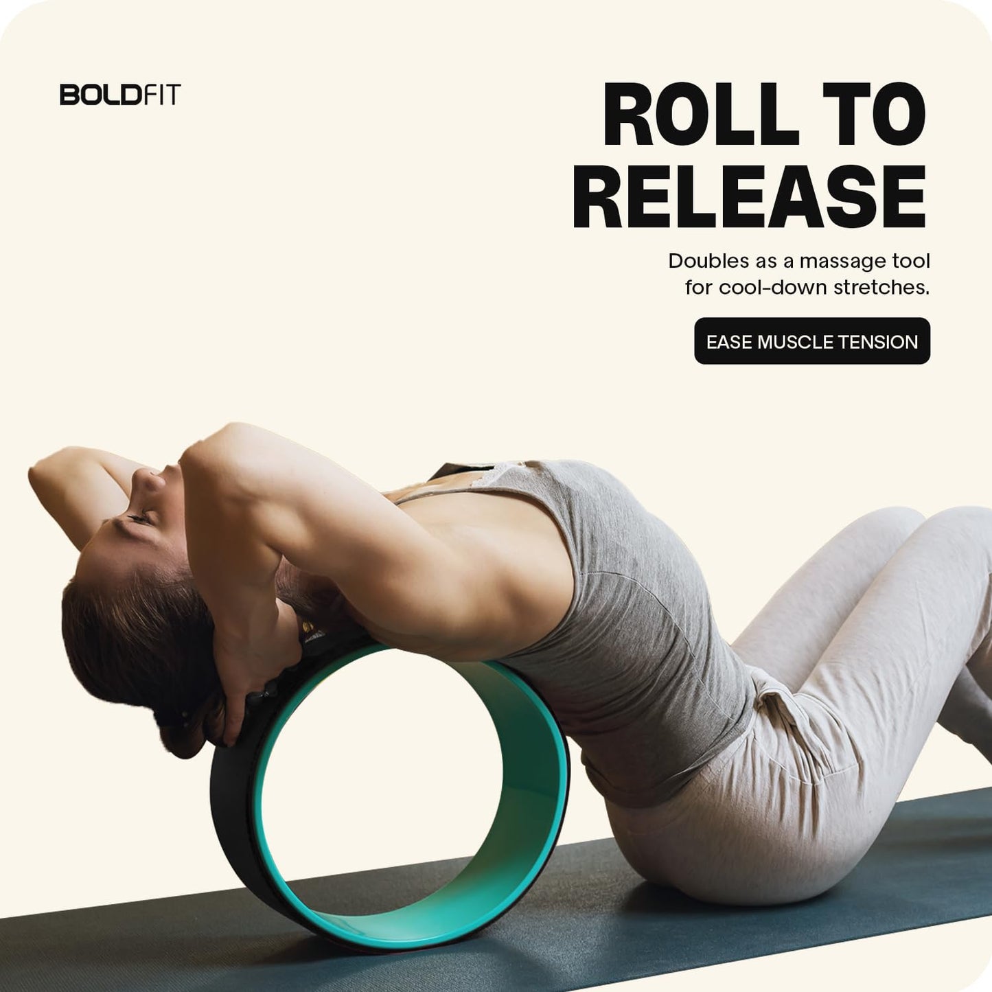 Boldfit Yoga Wheel For Stretching Yoga Wheel for Back Bends, Exercise, Workout Yoga Accessories for Women & Men Exercise Roller Yoga Equipment for Home Workout, Yoga Chirp Wheel -12Inch