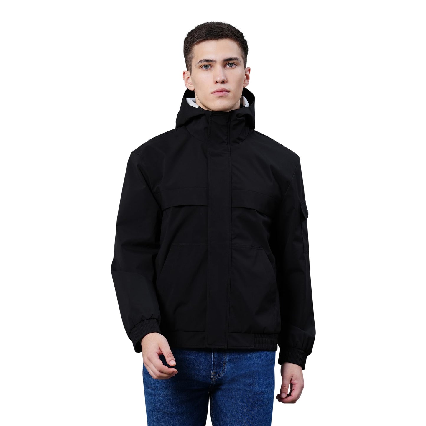 Red Tape Solid Hooded Jacket for Men | Non - Padded & Enhanced Comfort