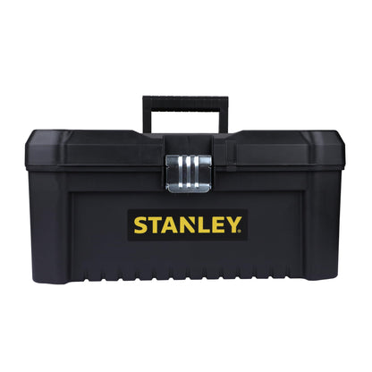 STANLEY 19'' Essential Tool Box with Metal Latch (Black and Yellow) & 70-482 8'' Sturdy Steel Combination Plier Double Sleeve (Yellow and Black) & 12''/300mm Stilson Type Pipe Wrench