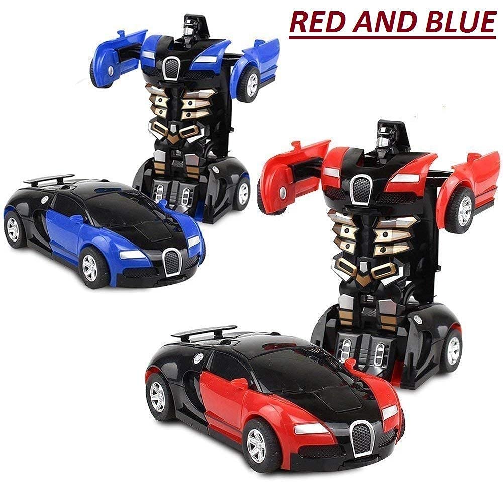 Cable World Plastic Battery Operated Converting Car to Robot, Robot to Car Automatically,Robot Toy, with Light and Sound for Kids Indoor and Outdoor 3 Year, Pack of 1