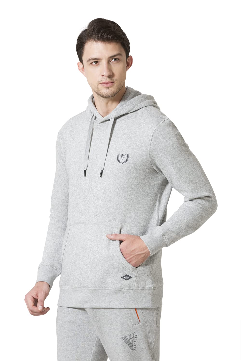 Van Heusen Men Sport Media Pocket Cotton Blend Regular Fit Hoodie - All Weather, Ultra Soft